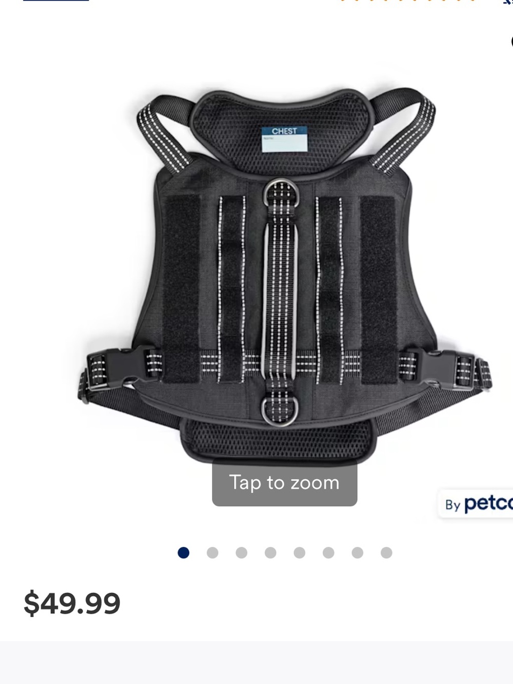 Premium Black Tactical Dog Harness with Reflective Stitching